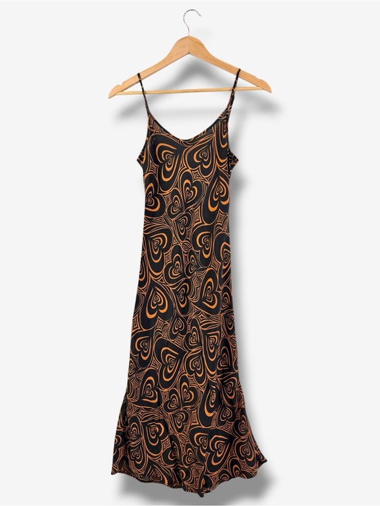 Lisa Says Gah Dresses & Skirts - Lisa Says Gah Wild Hearts Midi Slip Dress Size XS Black Orange Casual Evening